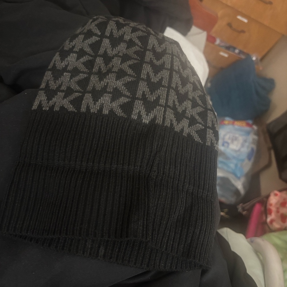 Michael Kors Black and Gray Knit Hat